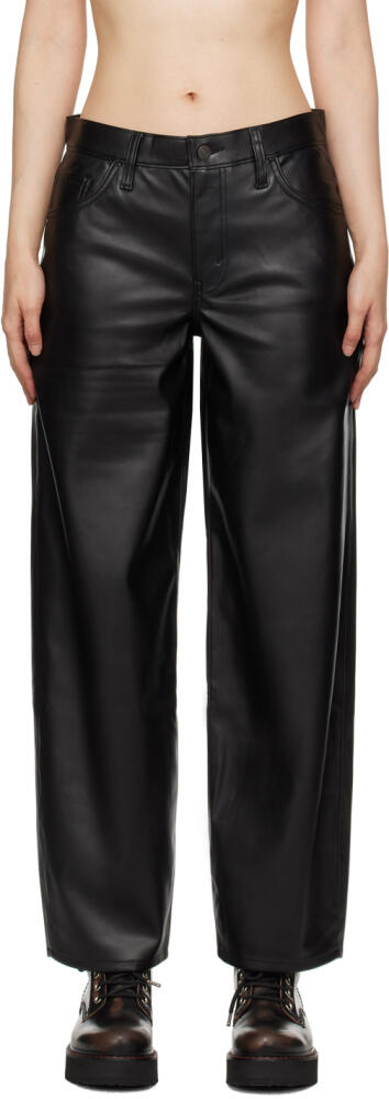 Levi's Black Baggy Dad Faux-Leather Trousers Cover