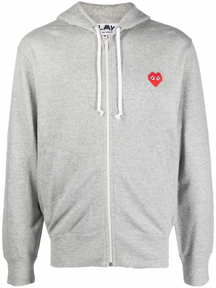 Comme Des Garçons Play logo-patch zip-up hoodie - Grey Cover