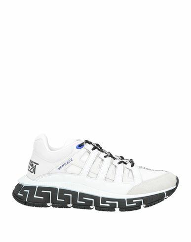 Versace Man Sneakers White Calfskin, Textile fibers Cover