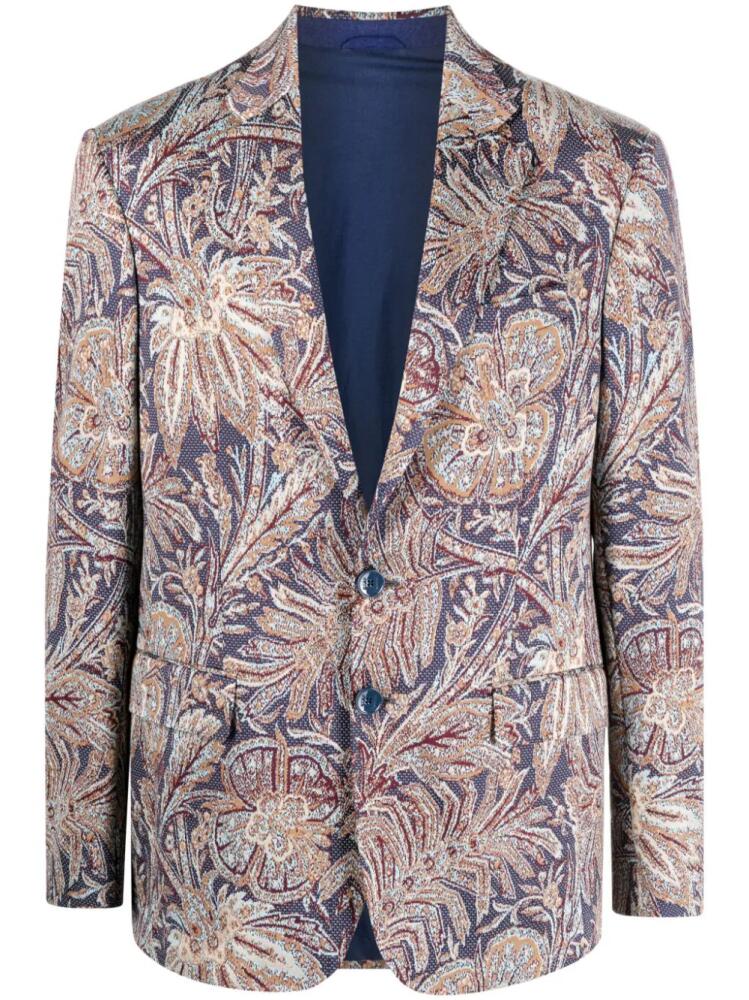 ETRO jacquard-pattern single-breasted blazer - Blue Cover