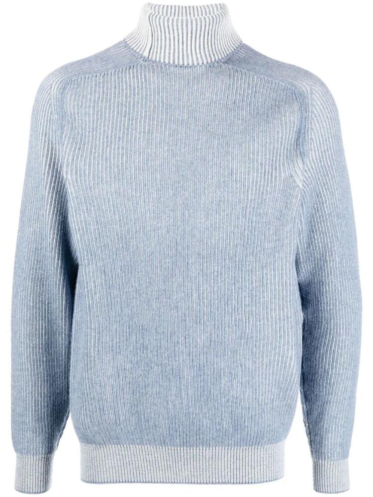 Sease roll neck ribbed cashmere jumper - Blue Cover