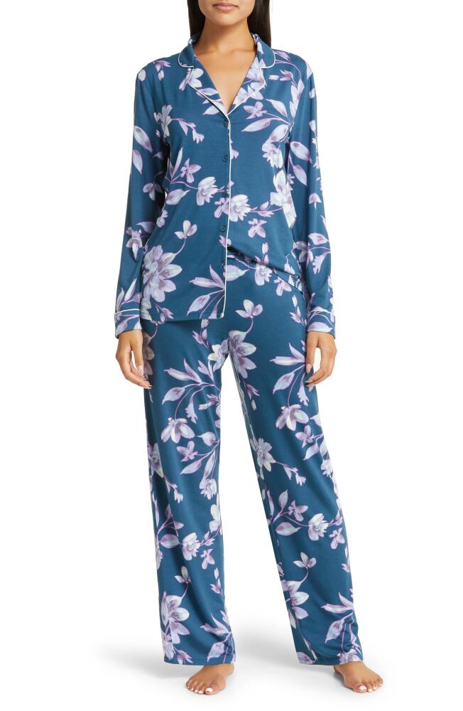 Nordstrom Moonlight Eco Knit Pajamas in Blue Ceramic Winter Floral Cover