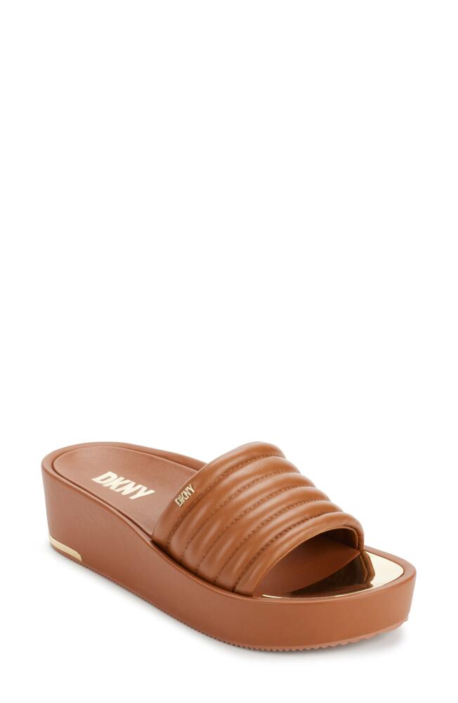 DKNY Jasna Platform Slide Sandal in Dk Cognac Cover