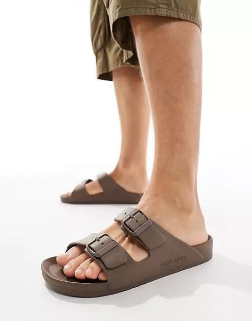 Jack & Jones molded double strap sandals in brown Cover