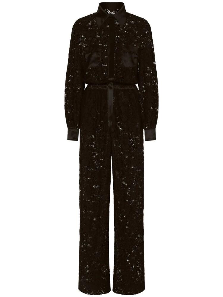 Dolce & Gabbana cordonetto-lace long-sleeve jumpsuit - Black Cover