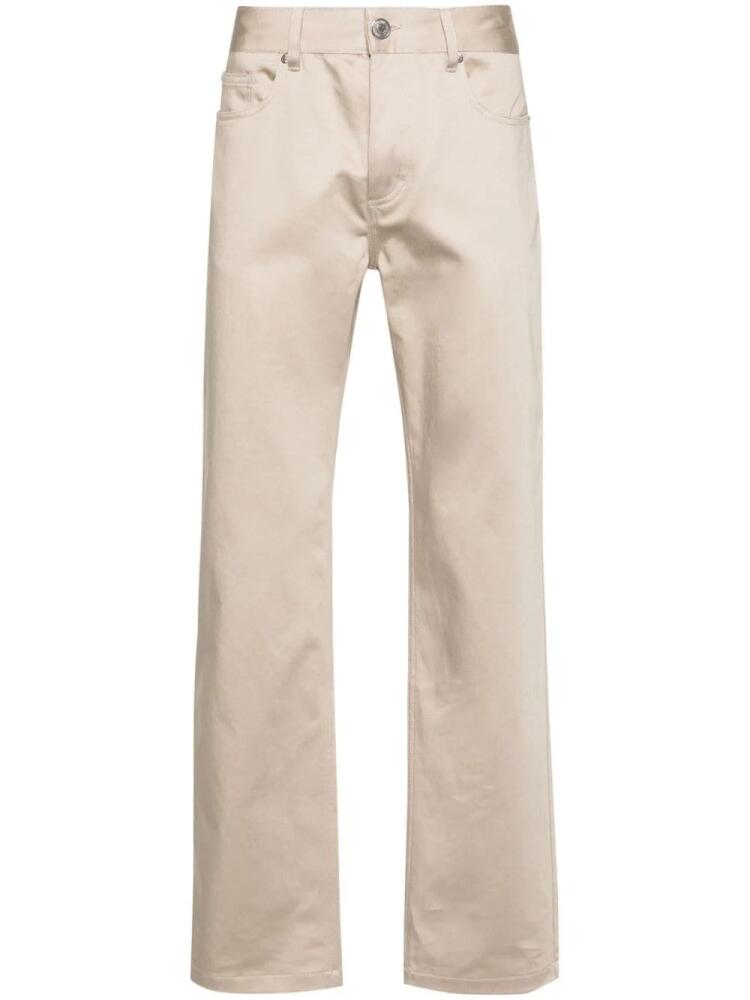 AMI Paris logo-patch straight trousers - Neutrals Cover