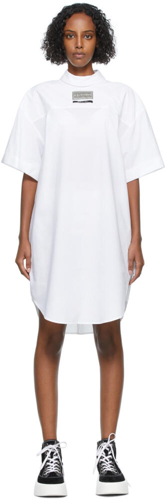 MM6 Maison Margiela White Inside-Out Short Sleeve Shirt Dress Cover