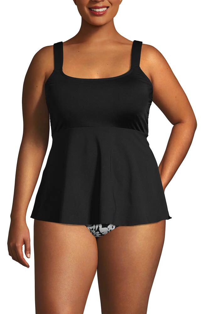 Lands' End Plus Size DD-Cup Flutter Tankini Top in Black Cover