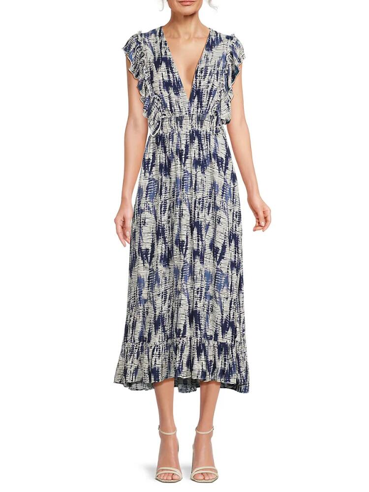 Area Stars Women's Vincent Abstract Print Midi A Line Dress - Navy Cover