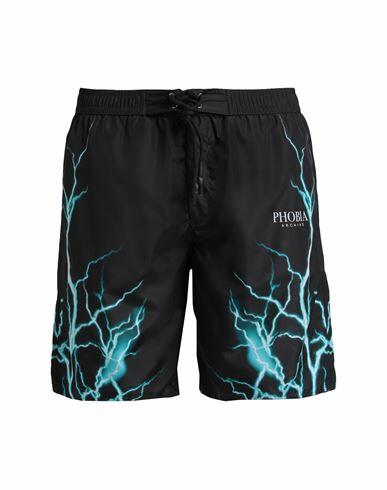 Phobia Archive Swimwear With Lightblue Lighting Man Swim trunks Black Polyester Cover