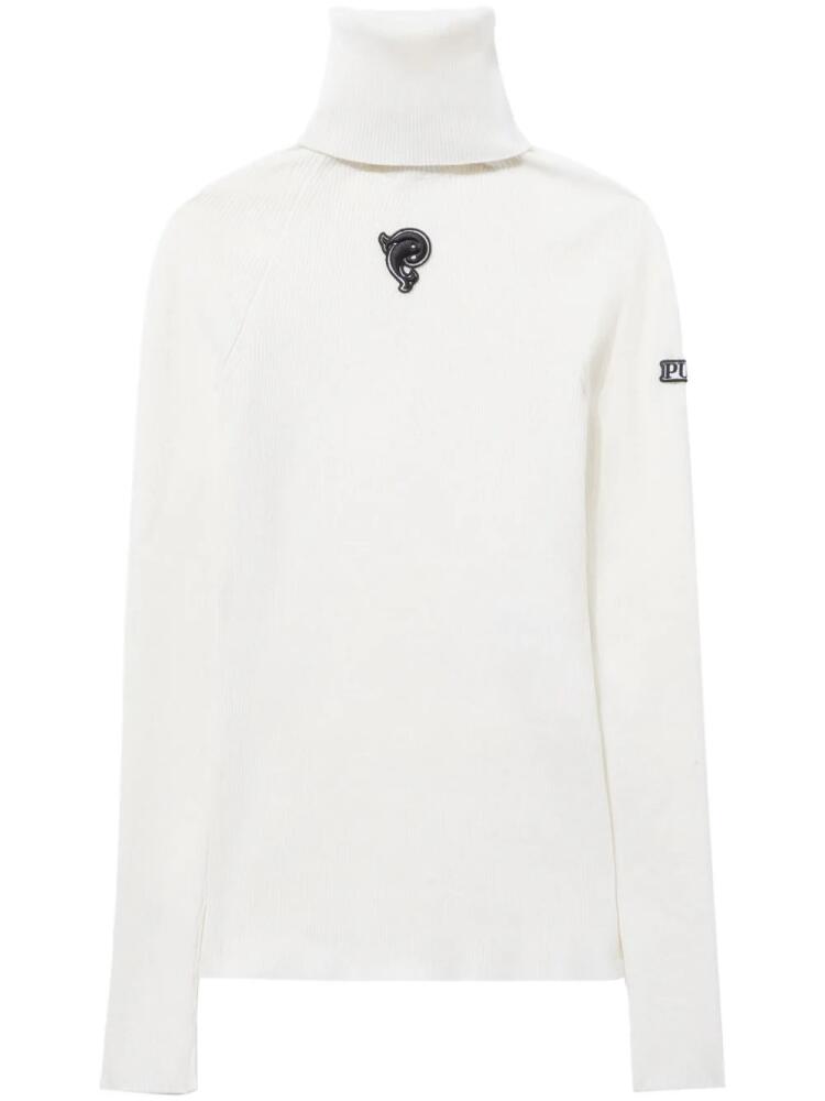 PUCCI logo-appliqué virgin-wool ribbed jumper - White Cover