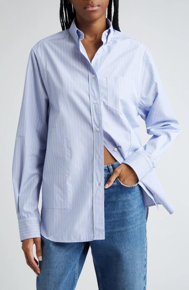 Saks Potts William Stripe Cotton Button-Down Shirt in Noble Blue Cover