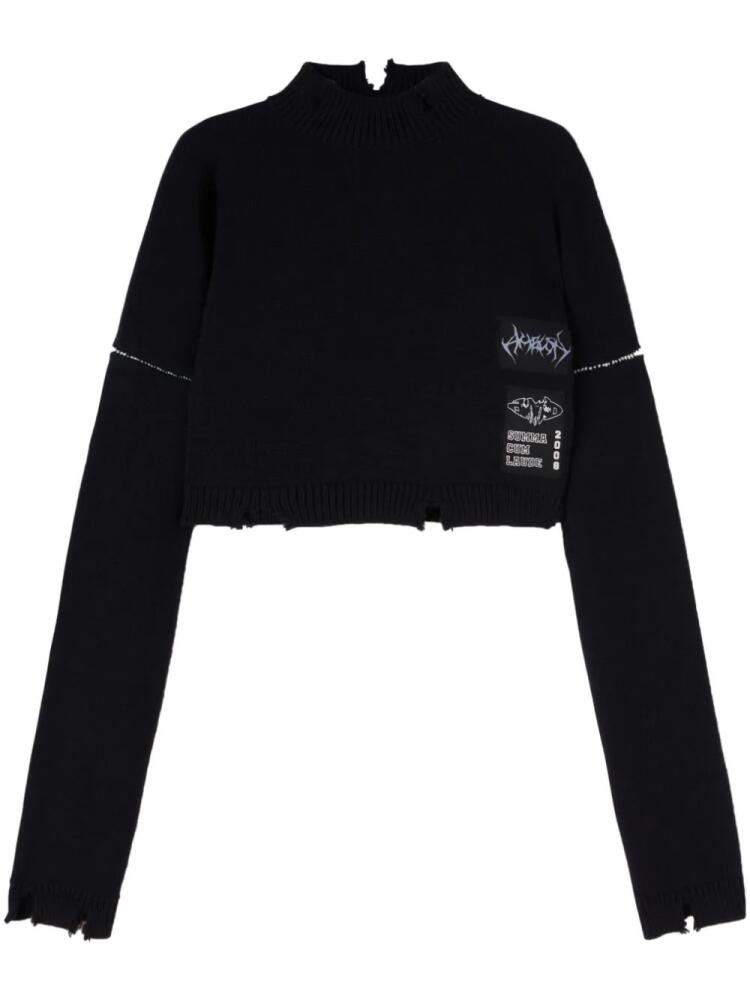 AMBUSH logo-appliqué cropped wool jumper - Black Cover