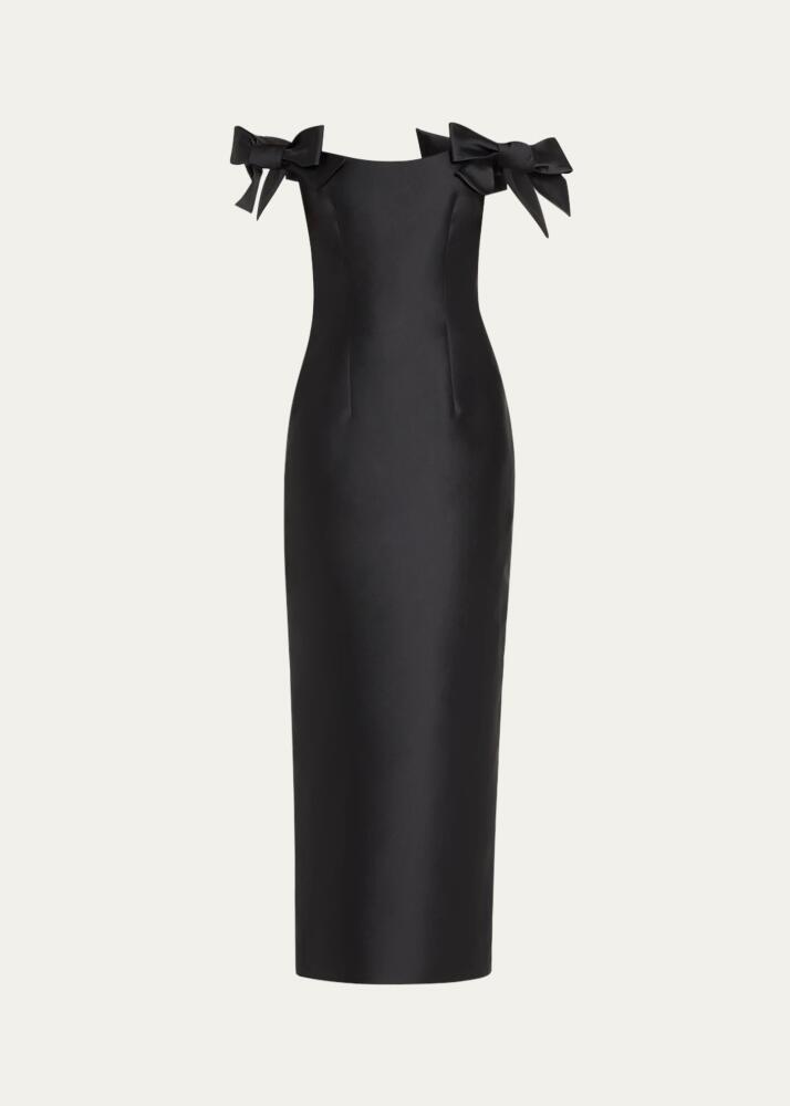 Monique Lhuillier Off-Shoulder Bow Gown Cover