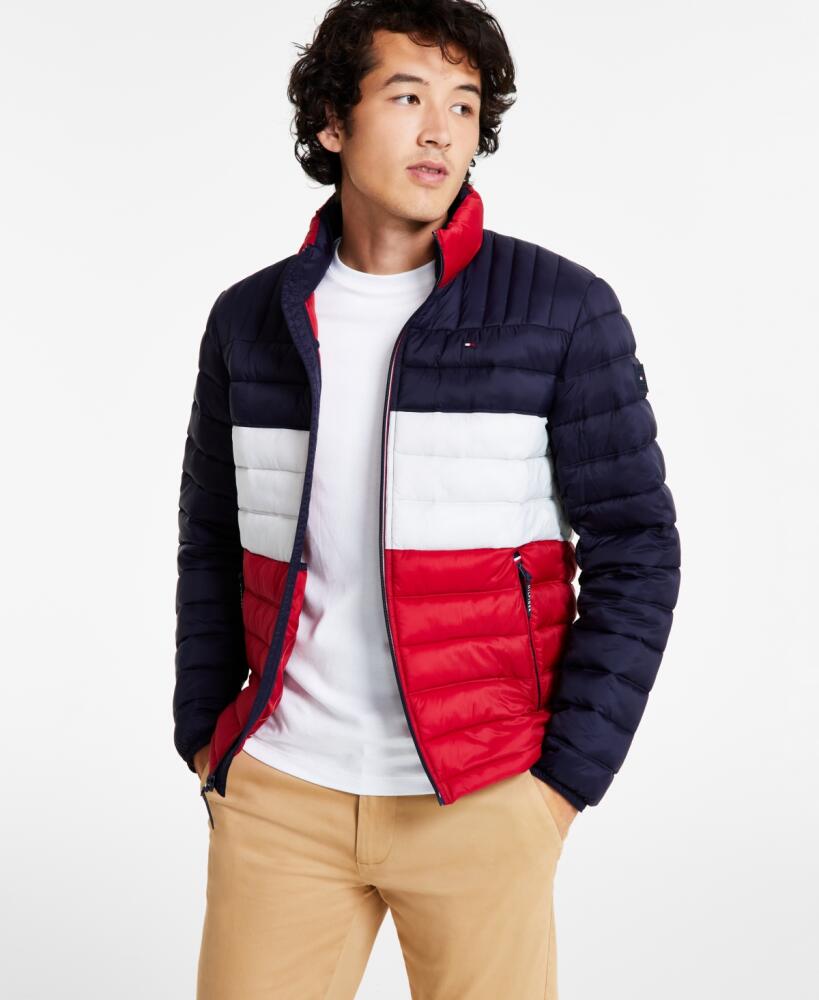 Tommy Hilfiger Men's Packable Quilted Puffer Jacket - Mid/Ice/Red Combo (Muf) Cover