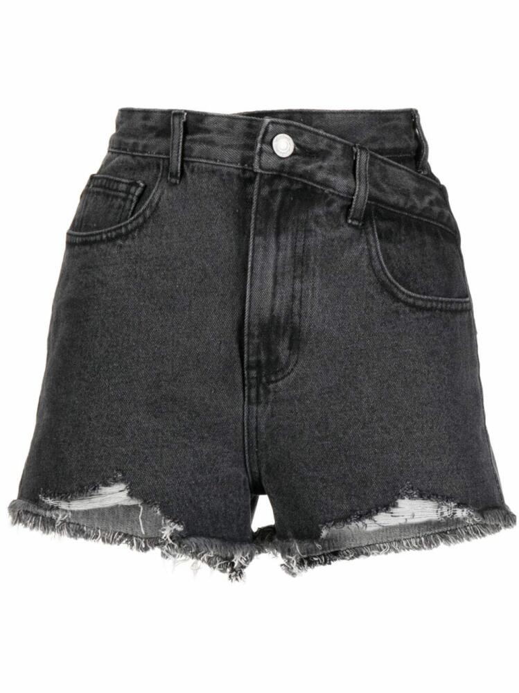 b+ab distressed-effect high-rise denim shorts - Grey Cover