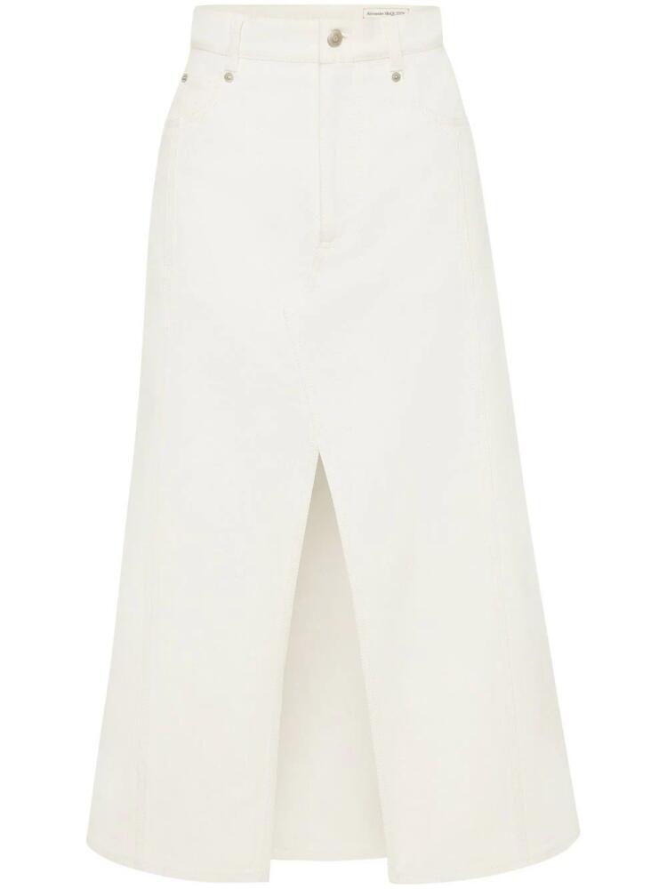 Alexander McQueen A-line denim midi skirt - White Cover