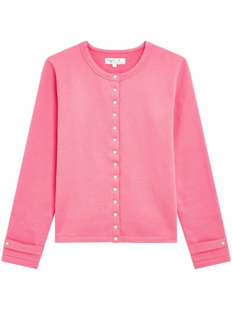 agnès b. press-stud cotton cardigan - Pink Cover