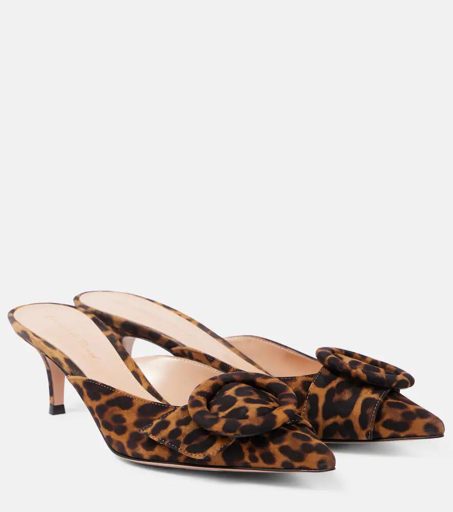 Gianvito Rossi Portofino 55 leopard-print suede mules Cover