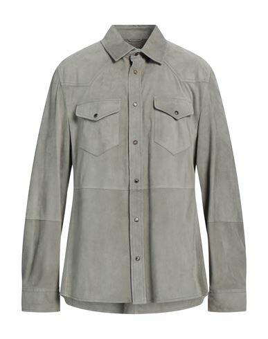 Brunello Cucinelli Man Shirt Sage green Leather Cover