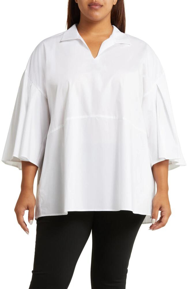 HARSHMAN Maureen Cotton Poplin Tunic Shirt in White Cover