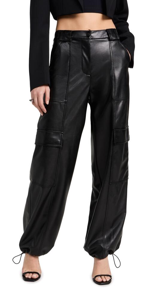 SIMKHAI Luxe Vegan Leather Cargo Pants Black Cover