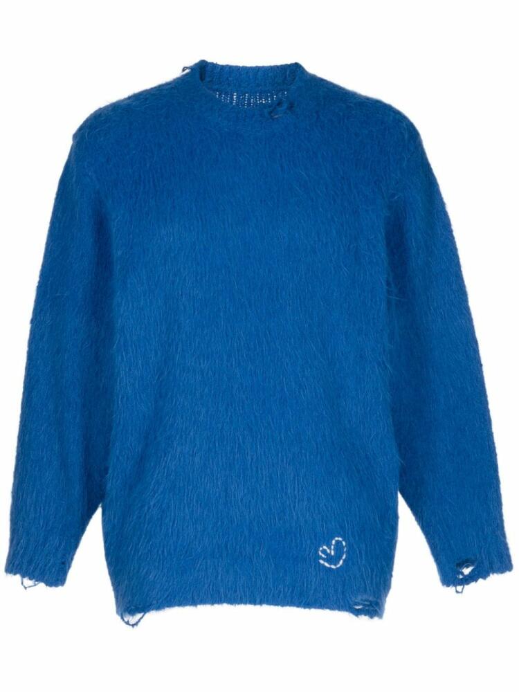 Ader Error textured distressed crew-neck jumper - Blue Cover