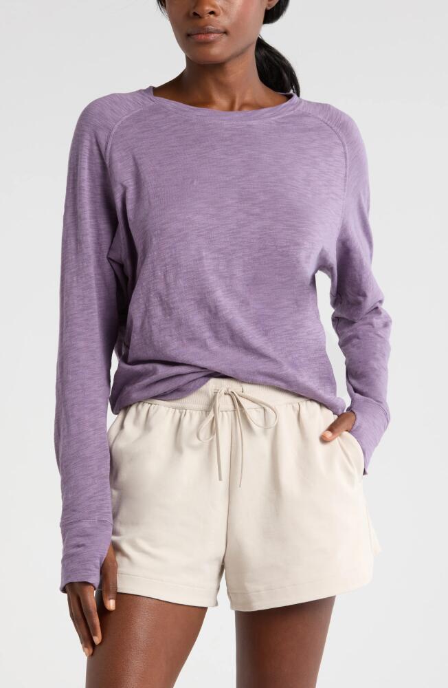 Zella Relaxed Washed 2.0 Long Sleeve Slub Tee in Purple Montana Cover