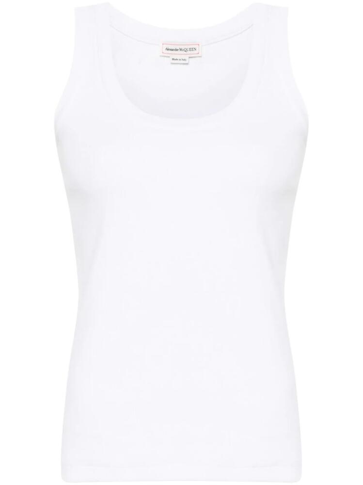 Alexander McQueen logo-embroidered ribbed tank top - White Cover