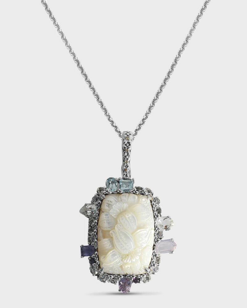 Stephen Dweck Mother-of-Pearl, Amethyst, Iolite and White Topaz Pendant Necklace Cover