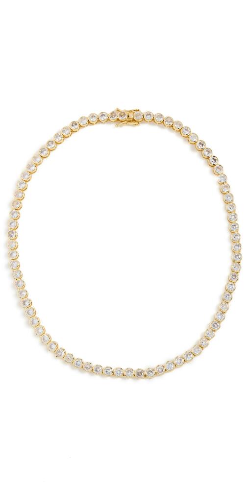 Alexa Leigh Crystal Bezel Tennis Necklace Yellow Gold Cover