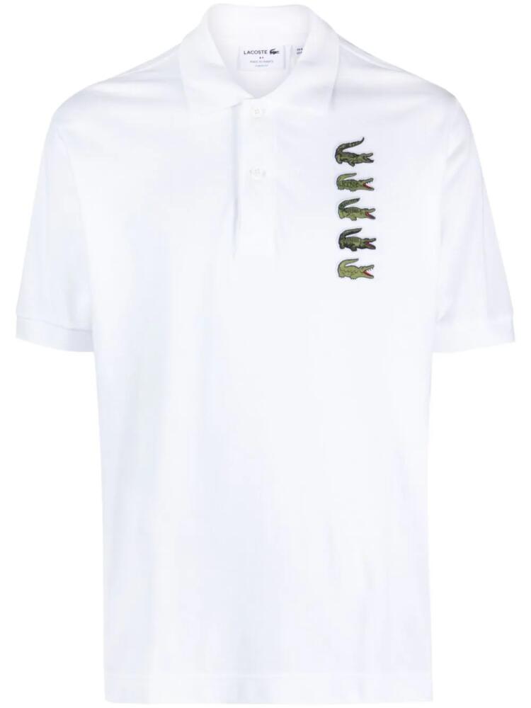 Lacoste logo-patches cotton polo shirt - White Cover