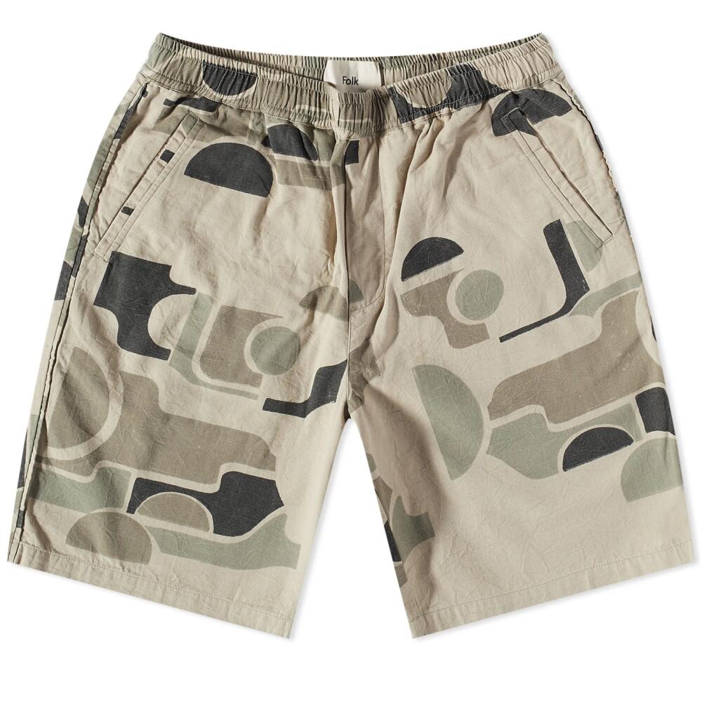 Folk Men's Printed Assembly Short in Stone Cover