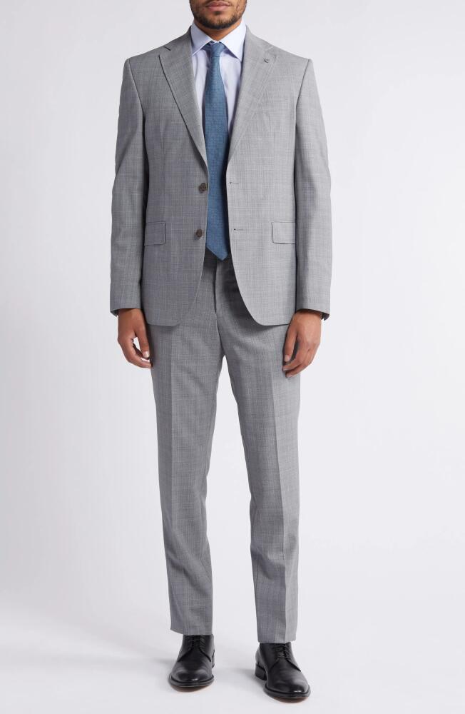 Ted Baker London Jay Slim Fit Deco Check Stretch Wool Suit in Light Grey Cover