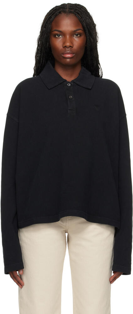 AMI Paris Black Ami de Coeur Long Sleeves Polo Cover