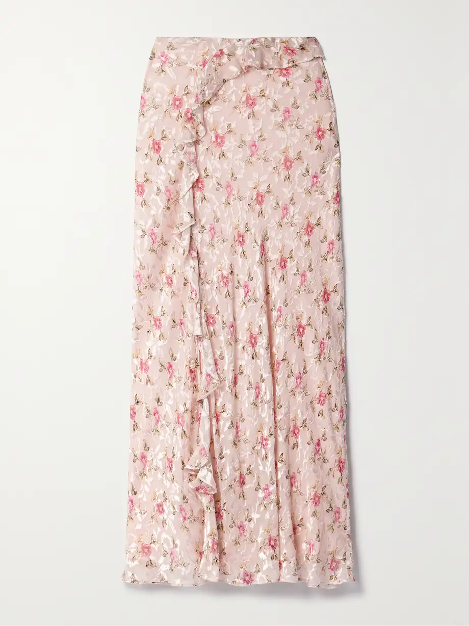 LoveShackFancy - Sumi Floral-print Fil Coupé Chiffon Maxi Skirt - Pink Cover