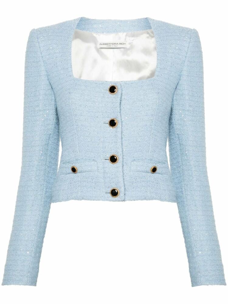 Alessandra Rich sequined tweed jacket - Blue Cover