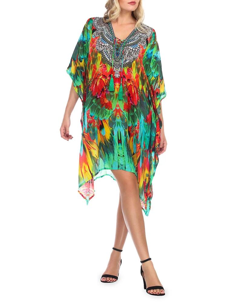 La Moda Clothing Women's Print Caftan Coverup - Macaw Cover