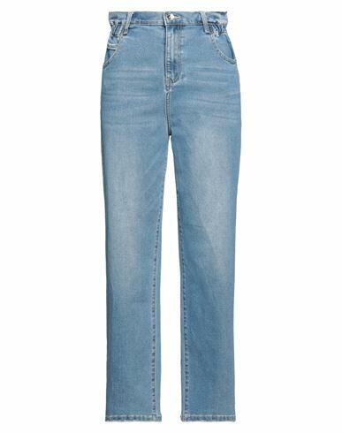 Take-two Woman Jeans Blue Cotton, Polyester, Elastane Cover