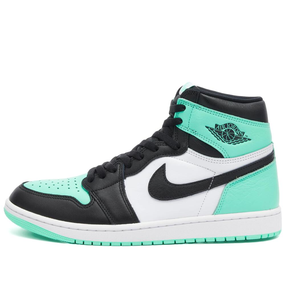 Air Jordan Men's 1 Retro Hi-Top OG RMSTD Sneakers in White/Black/Green Cover