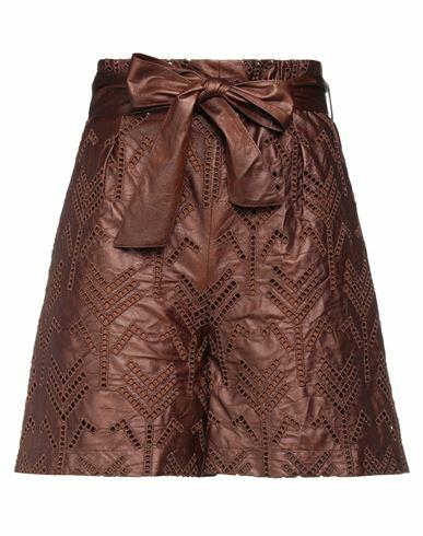 D. exterior Woman Shorts & Bermuda Shorts Dark brown Polyester, Polyurethane Cover