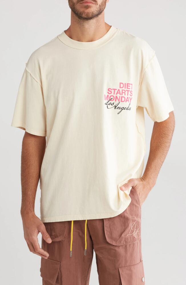 DIET STARTS MONDAY LA Cotton Graphic T-Shirt in Antique White Cover