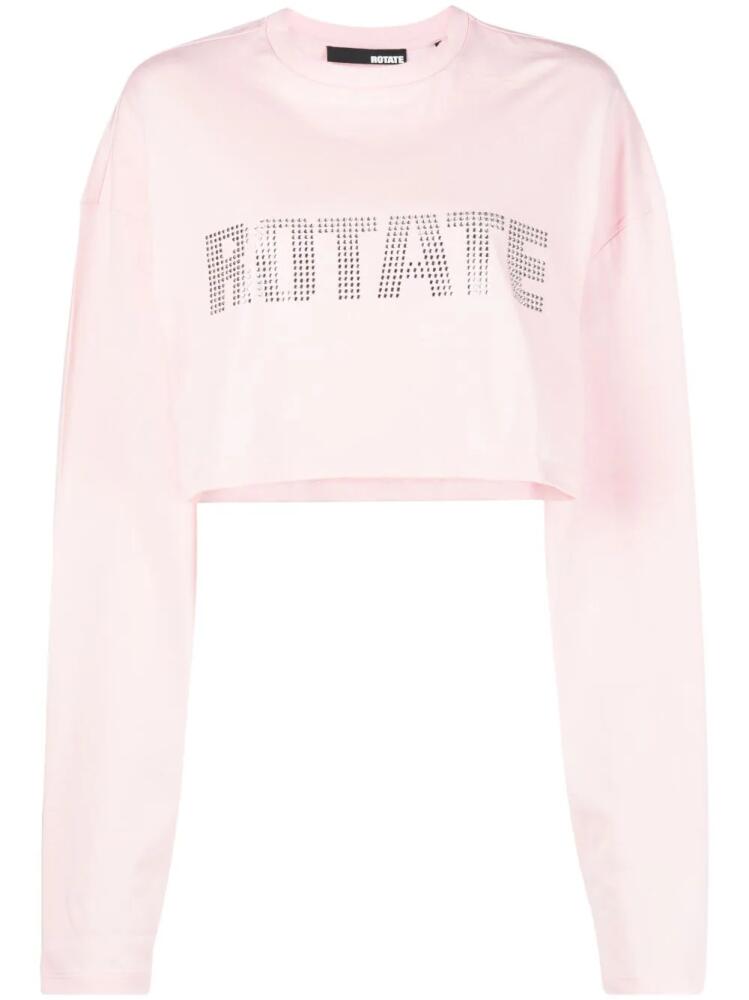 ROTATE BIRGER CHRISTENSEN sequin-embellished logo crop top - Pink Cover