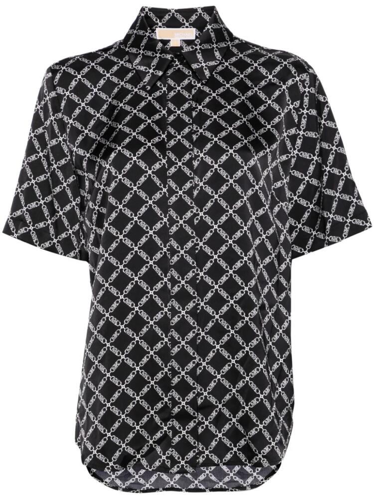 Michael Michael Kors logo-print satin shirt - Black Cover