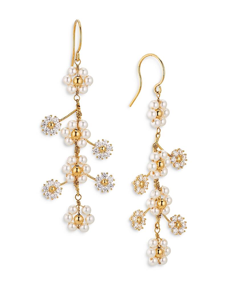 Nadri Daisy Large Imitation Pearl Floral Drop Earrings Cover