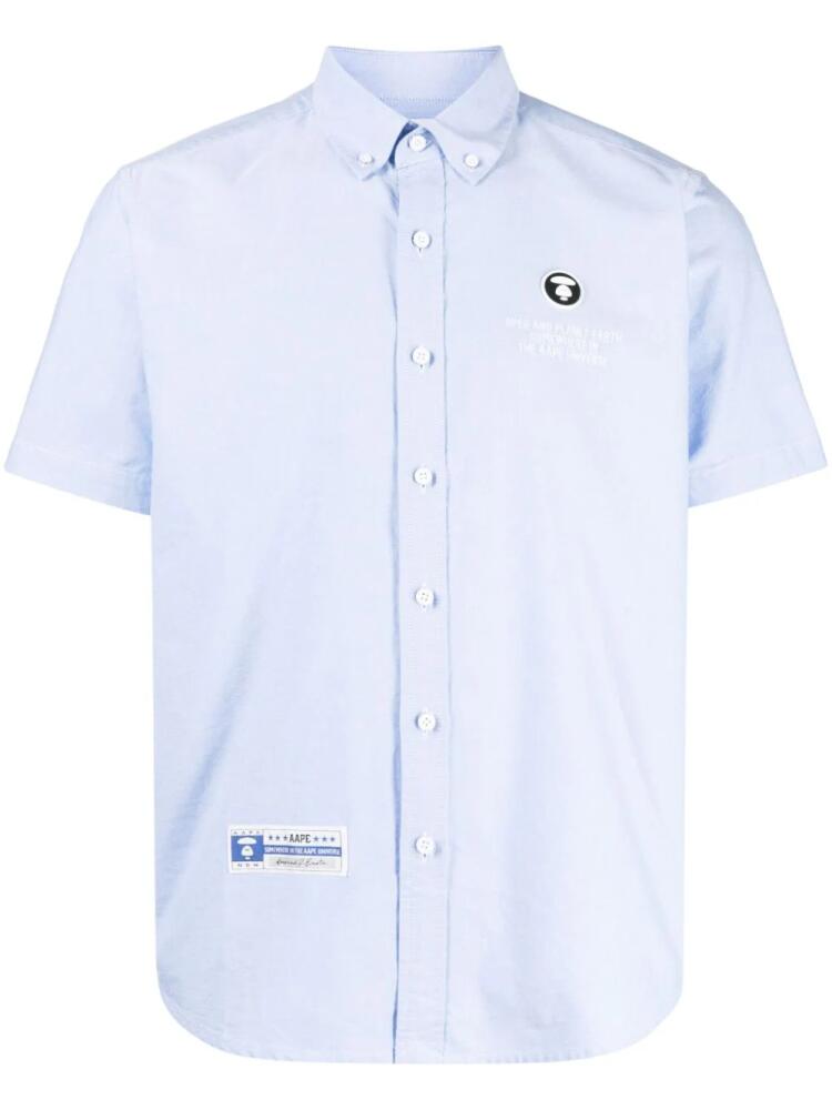 AAPE BY *A BATHING APE® logo-embroidered cotton shirt - Blue Cover