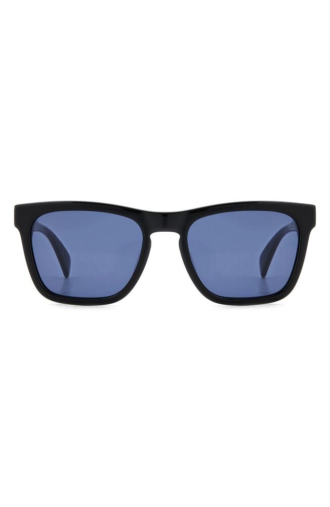 rag & bone 54mm Rectangular Sunglasses in Black/Blue Cover