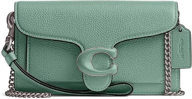 COACH Polished Pebble Tabby Wristlet (Aquamarine) Handbags Cover