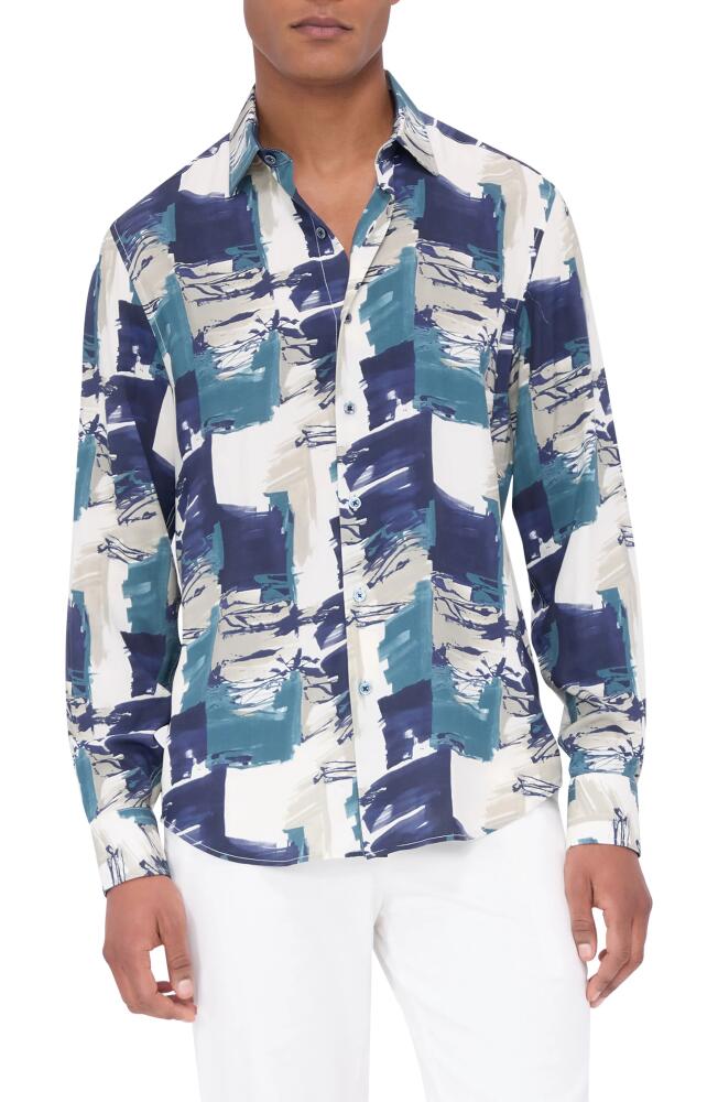 Bugatchi Julian Paisley EcoVero™ Viscose Button-Up Shirt in Navy Multi Cover