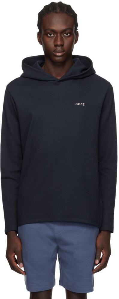 BOSS Navy Embroidered Hoodie Cover